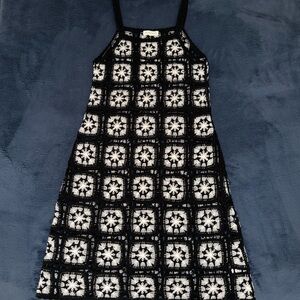 Elegant Black and White Crochet Dress